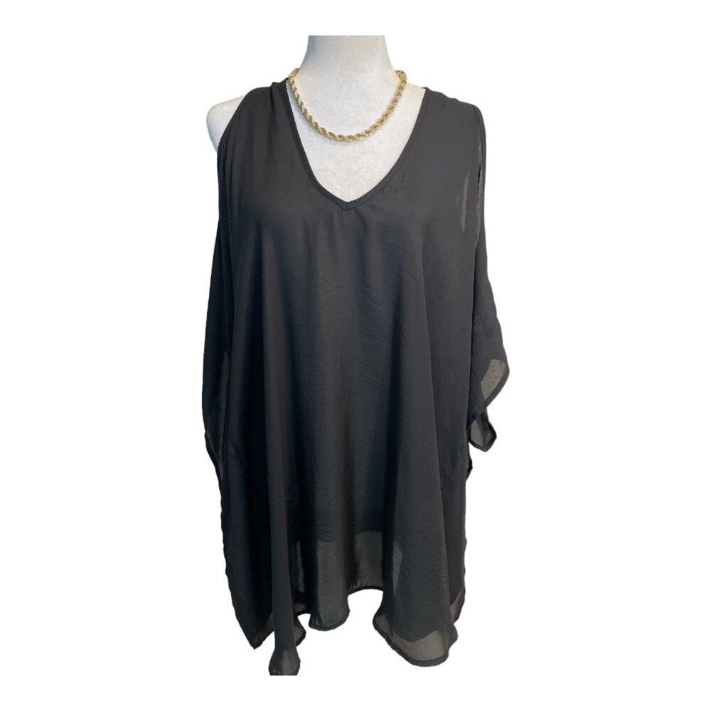 Show Me Your MuMu Black Sleeveless Cold Shoulder Flowy Beach Swim Coverup XS